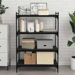 vidaXL Polcos Könyvespolc 4 pcs Fekete 80x40x1.5 cm Faanyag