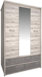 TEMPO KONDELA Szekrény Tükörrel 3D4S, Nairobi Gesztenye/Onix, Jesi New - fizz