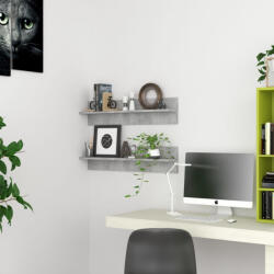 vidaXL 2 db Betonszürke Forgácslap Fali Polc 80x11, 5x18 cm