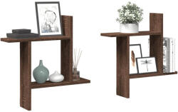 vidaXL 2 db Barna Tölgyszínű Szerelt Fa Fali Polc 50x12x50 cm