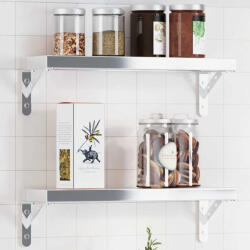 vidaXL 4 db Ezüstszínű Rozsdamentes Acél Polctartó 15x2, 5x11, 5 cm