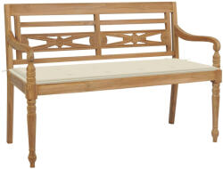 vidaXL tömör tíkfa Batavia pad krémszínű párnával 120 cm