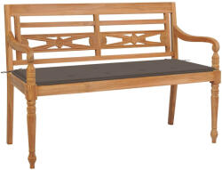 vidaXL tömör tíkfa Batavia pad tópszínű párnával 120 cm