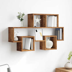 vidaXL Falpolc Polcokkal Tárolóval Régi Fa 82 x 15 x 51 cm Faanyag