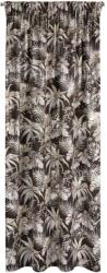 Eurofirany RODOS dekoratív függöny ráncolószalaggal, 140x270 fekete virágmotívummal (405402)