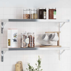 vidaXL 4 db Ezüstszínű Rozsdamentes Acél Polctartó 20x2, 5x14 cm