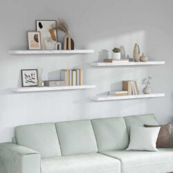 vidaXL Falpolc Tárolóval 4 Pcs Fehér Márvány 120 x 23, 5 x 4 cm Faanyag