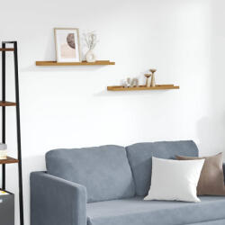 vidaXL Falpolc Polcokkal Tárolóval 2 Pcs Bézs 60 x 9 x 3 cm Faanyag