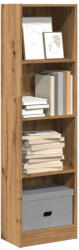 vidaXL Kézműves Tölgy Szerelt Fa Könyvespolc 40 x 24 x 143 cm