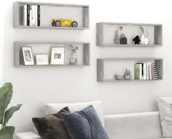 vidaXL 4 db Betonszürke Szerelt Fa Fali Kockapolc 80x15x26, 5 cm
