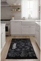 Splendid DINE Splendid nyomtatott szőnyeg, 60x120 cm, Poliészter, Csúszásmentes hátoldal, Fekete