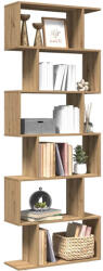 vidaXL 6 Szintes Kézműves Tölgy Fa Elválasztó Könyvespolc 70x24x193 cm