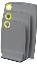 Practic Csúszásgátlós műanyag vágódeszka S, M, L, 3 darabos készlet, tartóval, szürke (10010590)