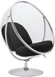 King Home Bubble Stand 2 fotel akryl króm fekete gyapjú párnával (JH-200-2.01Black)
