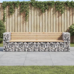 vidaXL tömör fenyőfa gabion kerti pad 244x71x65, 5 cm