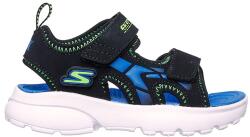 Skechers Skechers, Tépőzáras szandál logós részletekkel, Fekete, Limezöld, 21 EU (406513N-BBLM-21)