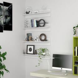 vidaXL 4 db Fehér Forgácslap Fali Polc 80x11, 5x18 cm