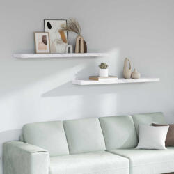 vidaXL Falpolc Tárolóval 2 Pcs Fehér Márvány 120 x 23, 5 x 4 cm Faanyag