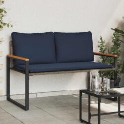 vidaXL pad párnával Szürke és sötétkék 115 x 65 x 72 cm Rattan