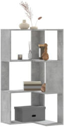 vidaXL 3 Szintes Betonszürke Szerelt Fa Sarok Könyvespolc 50x50x102 cm