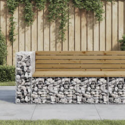 vidaXL tömör impregnált fenyőfa gabion kerti pad 122x71x65, 5 cm