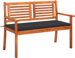 vidaXL 2 személyes tömör eukaliptuszfa kerti pad párnával 120 cm