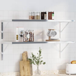 vidaXL 4 db Ezüstszínű Rozsdamentes Acél Polctartó 40x2, 5x25 cm