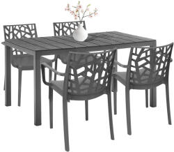 Leziter Set mobilier de grădină Nassau 4+1, grafit (LBITU-GRA_LBITRIKGR_4)