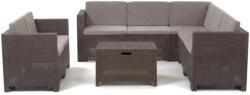 Leziter City Big 7 locuri colț de grădină set de mobilier maro (LBICS5GAR-BAR_LBIC2K-BAR)