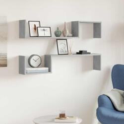 vidaXL 2 db Betonszürke Szerelt Fa Fali Polc 100x15x20 cm
