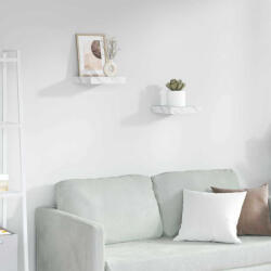 vidaXL Falpolc Tárolóval 2 Pcs Fehér Márvány 23 x 23, 5 x 4 cm Faanyag