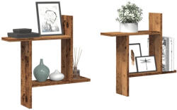 vidaXL 2 db Antik Fa Színű Szerelt Fa Fali Polc 50x12x50 cm