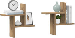 vidaXL 2 db Kézműves Tölgy Színű Szerelt Fa Fali Polc 38x12x38 cm