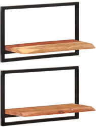 vidaXL 2 db Tömör Akácfa És Acél Falipolc 60x25x35 cm