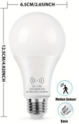 PIBAOGU 15W E27 A60 4000K Beépített Mozgásárzékelős LED izzó (PIBAOGU-PIR-Motion-Sensor)