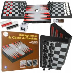  Sakk Dámajáték mágneses Triktrak Backgamon játékszett 3az1ben Nagy játéktábla