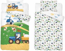  Pamut ágynemű huzat 90*120 cm - Napos farm kék traktorral