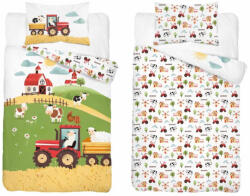  Pamut ágynemű huzat 90*120 cm - Napos farm piros traktorral