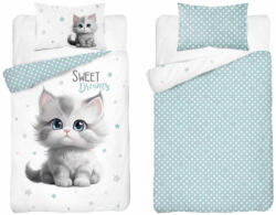  Pamut ágynemű huzat 90*120 cm - Cica kék