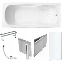 Besco Téglalap alakú kád zuhanyzóval paraván beépítés Majka Nova 170x70 szifon (#WAM-170-PK^1.041^DS101T^A305)