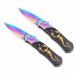 Depox Set doua cutite automate, DEPOX®, design compact, 24 cm, multicolor (0427)