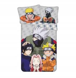 Jerry Fabrics Pamut ágyneműhuzat 140x200 Naruto szürke színes párnahuzat 70x90 (01222-NARUTOGREYA)