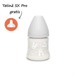BabyJem Biberon 150 ml cu tetina rotunda din silicon, debit lent, iepuras gri hygge suavinex
