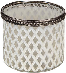 Clayre & Eef Candela sticla alba argintie 8x7 cm (6GL3331X)