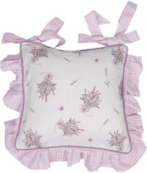 Clayre & Eef Fata perna scaun bumbac alb mov Lavanda 40x40 cm (LAG25X)