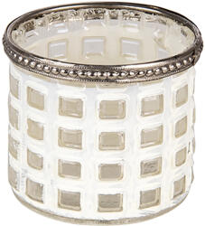 Clayre & Eef Candela sticla argintie alba 8x7 cm (6GL3332X)