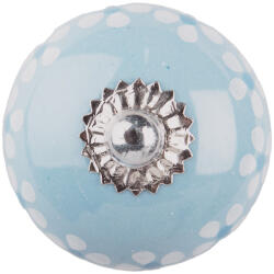 Clayre & Eef Buton mobilier ceramica albastra alba Ø 4x4 cm (64507X)