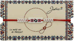 Flippy Martisor de Tip Bratara Norocoasa, Jolie, Ornament Central cu Motive Populare, Model Alb, Dimensiune Reglabila, Ambalaj Individual cu Design (teo-165815)