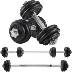  SONGMICS Set gantere reglabile 30 kg din fonta, 12 discuri, cu bara extensibila (EZ-SYL30LBK)