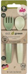 Nip Set tacamuri bebelusi nip Eat Green, lingurita si furculita bio, 9+ luni (38605) Tacam